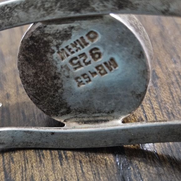 Vintage Sterling Silver 925 Multicolor Stone Cuff Bracelet - Picture 3 of 4